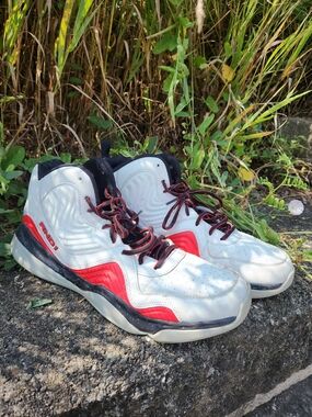 AND1 White & Red High-Top Basketball Shoes